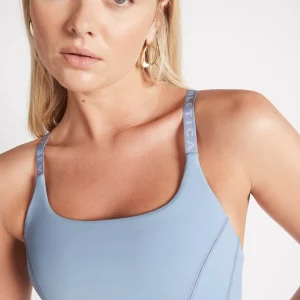 New Aje ATHLETICA Adjustable Logotape High Impact Sports Bra 318 Steel Blue