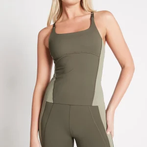 Best Sale Aje ATHLETICA Adjustable Strap Longline Racerback Tank 117 Forest Green/Sage