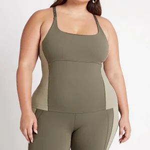 Best Sale Aje ATHLETICA Adjustable Strap Longline Racerback Tank 117 Forest Green/Sage