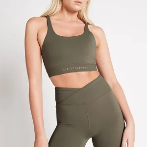 Hot Aje ATHLETICA Adjustable Strap Ribbed Cross Back Sports Bra 322 Forest Green
