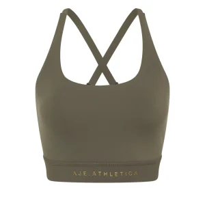 Hot Aje ATHLETICA Adjustable Strap Ribbed Cross Back Sports Bra 322 Forest Green