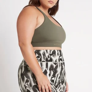 Hot Aje ATHLETICA Adjustable Strap Ribbed Cross Back Sports Bra 322 Forest Green