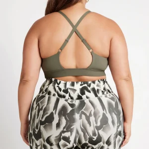 Hot Aje ATHLETICA Adjustable Strap Ribbed Cross Back Sports Bra 322 Forest Green