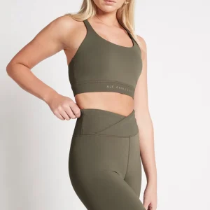 Hot Aje ATHLETICA Adjustable Strap Ribbed Cross Back Sports Bra 322 Forest Green