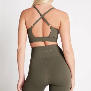 Hot Aje ATHLETICA Adjustable Strap Ribbed Cross Back Sports Bra 322 Forest Green