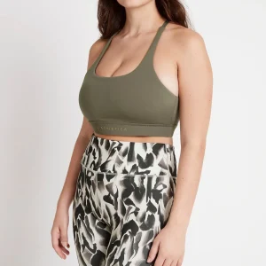 Hot Aje ATHLETICA Adjustable Strap Ribbed Cross Back Sports Bra 322 Forest Green