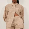 Shop Aje ATHLETICA All Over Logo Spray Shirt 406 Natural Tan / White
