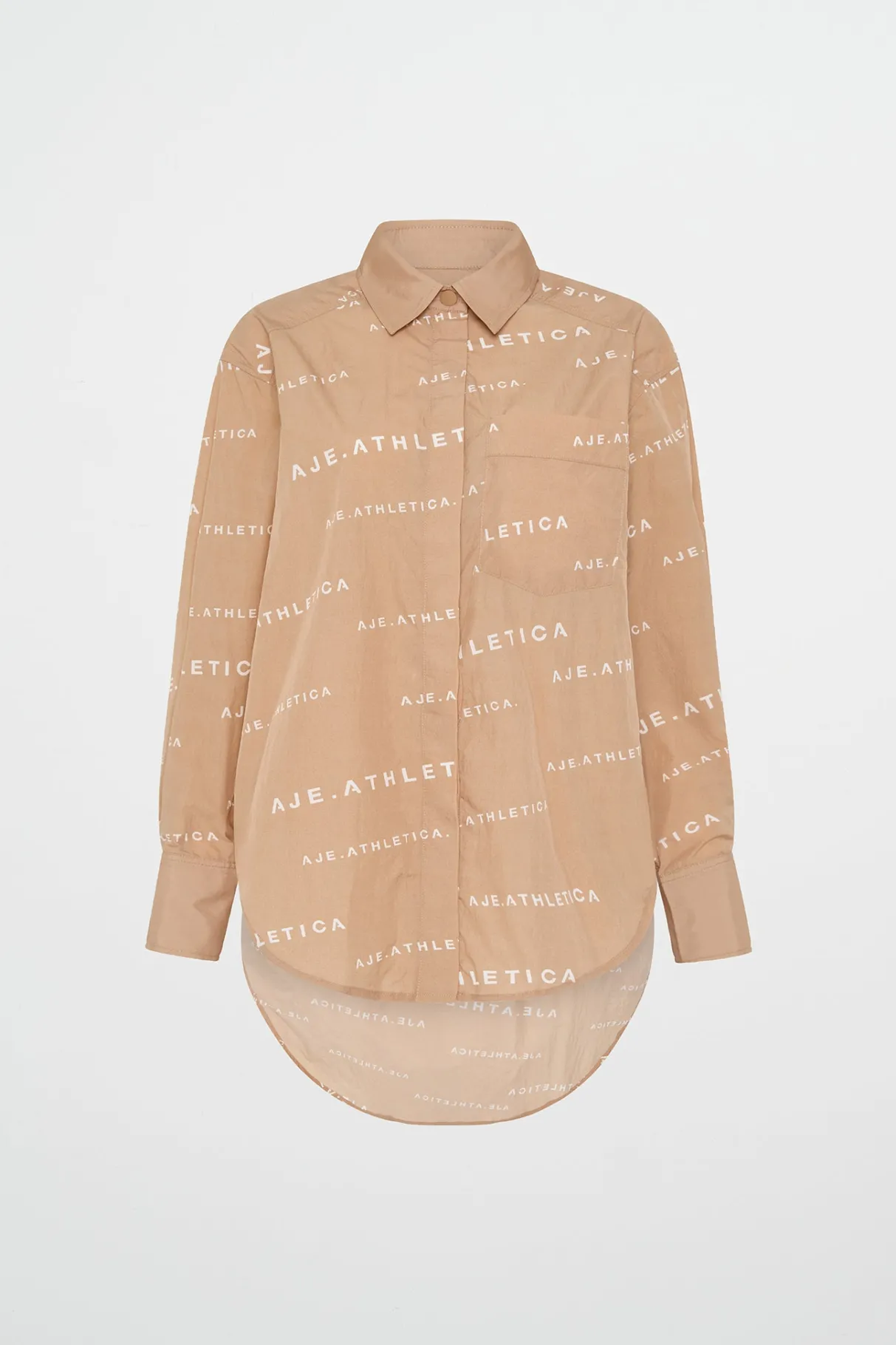all_over_logo_spray_shirt__1-1.webp Shop Aje ATHLETICA All Over Logo Spray Shirt 406 Natural Tan / White