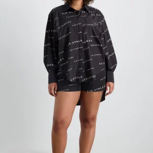 Discount Aje ATHLETICA All Over Logo Spray Shirt 406 Black/White