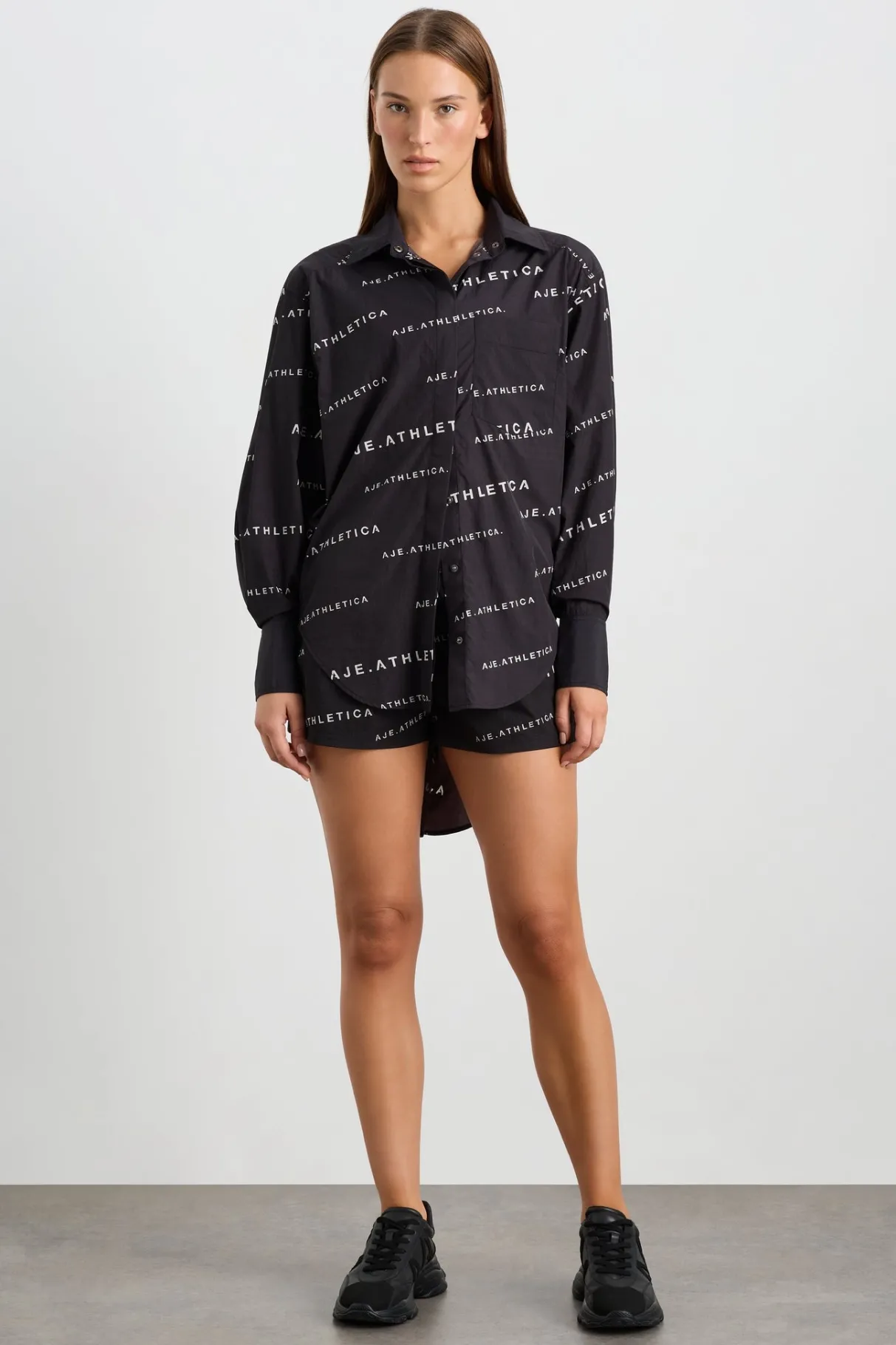 all_over_logo_spray_shirt__2.webp Discount Aje ATHLETICA All Over Logo Spray Shirt 406 Black/White
