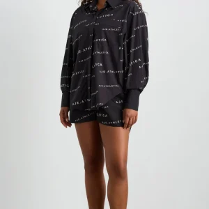 Discount Aje ATHLETICA All Over Logo Spray Shirt 406 Black/White
