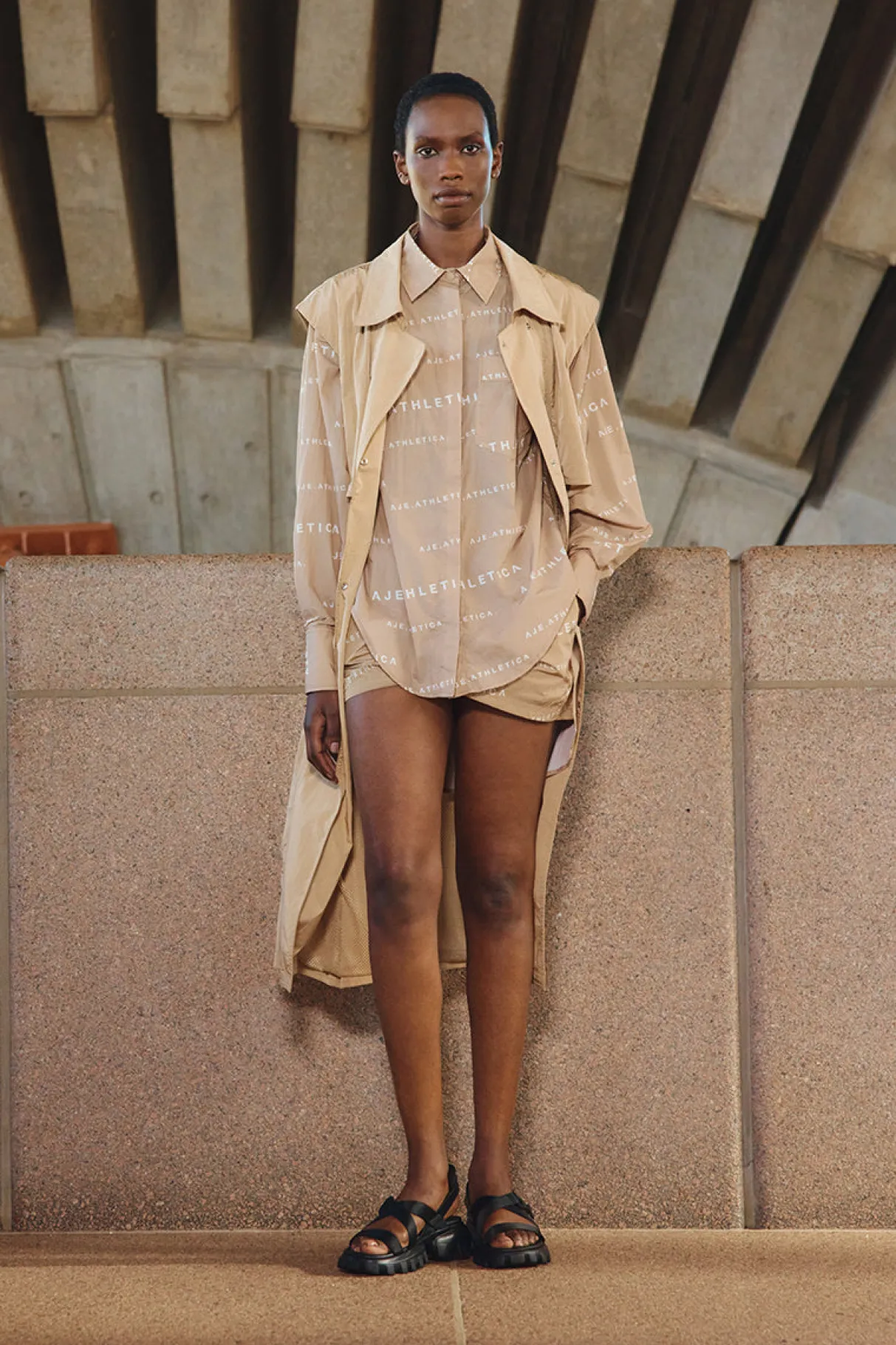 all_over_logo_spray_short__13.webp Cheap Aje ATHLETICA All Over Logo Spray Short 616 Natural Tan / White