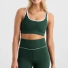 Cheap Aje ATHLETICA Asym Strap Sports Bra 378 Pine Green White