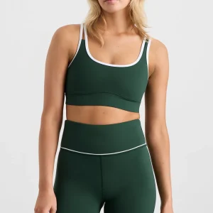 Cheap Aje ATHLETICA Asym Strap Sports Bra 378 Pine Green White
