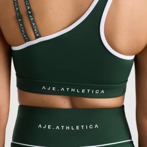 Cheap Aje ATHLETICA Asym Strap Sports Bra 378 Pine Green White