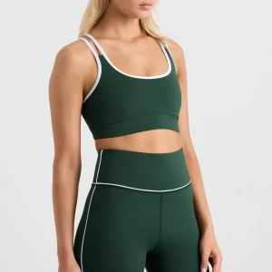 Cheap Aje ATHLETICA Asym Strap Sports Bra 378 Pine Green White
