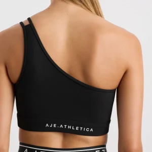 Sale Aje ATHLETICA Asymmetric Ribbed Crop Top 386 Black