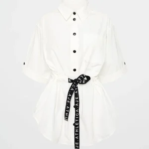 Sale Aje ATHLETICA Belted Short Sleeve Shirt 433 White