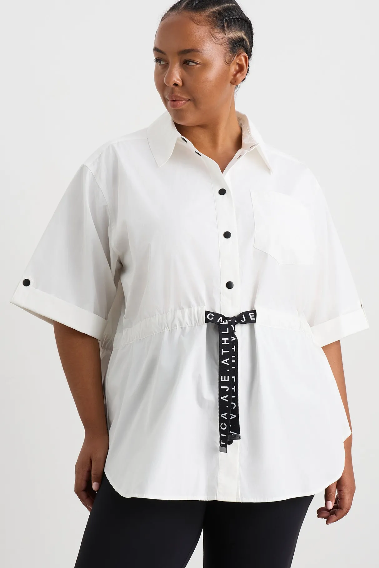 belted_short_sleeve_shirt__10.webp Sale Aje ATHLETICA Belted Short Sleeve Shirt 433 White