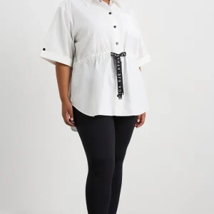 Sale Aje ATHLETICA Belted Short Sleeve Shirt 433 White