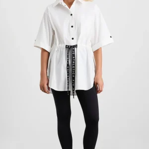 Sale Aje ATHLETICA Belted Short Sleeve Shirt 433 White