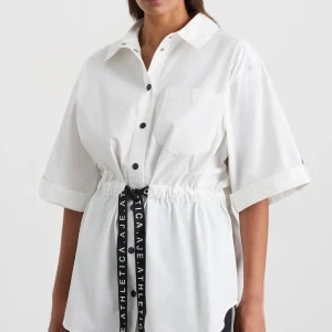 Sale Aje ATHLETICA Belted Short Sleeve Shirt 433 White