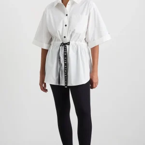 Sale Aje ATHLETICA Belted Short Sleeve Shirt 433 White
