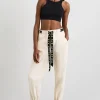 Shop Aje ATHLETICA Belted Windbreak Pant 502 Limestone Beige Black