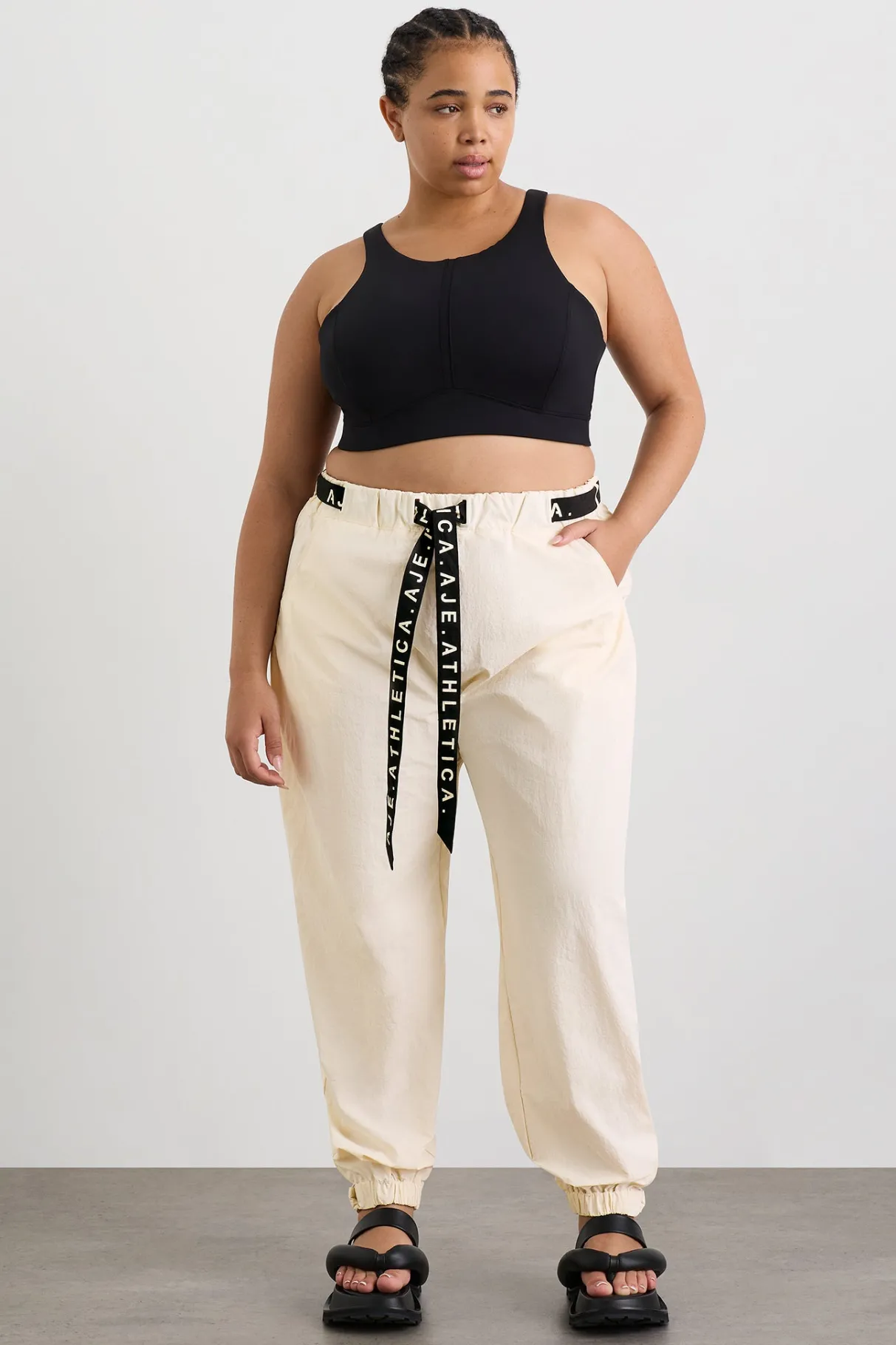 belted_windbreak_pant__11-2.webp Shop Aje ATHLETICA Belted Windbreak Pant 502 Limestone Beige Black