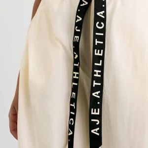 Shop Aje ATHLETICA Belted Windbreak Pant 502 Limestone Beige Black