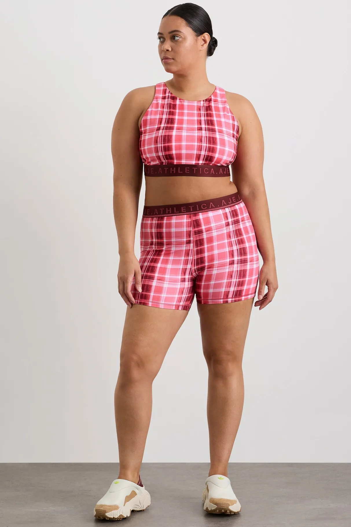 bike_short__11-1.webp Shop Aje ATHLETICA Bike Short 017 Blurred Pink Check