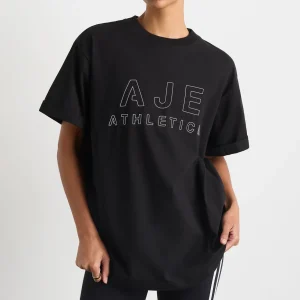 Fashion Aje ATHLETICA Block Logo Boyfriend Tee 102 Black/White