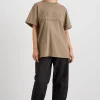 Clearance Aje ATHLETICA Block Logo Boyfriend Tee 102 Soft Khaki/Black