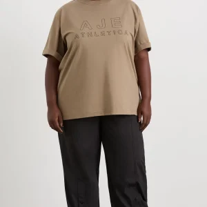 Clearance Aje ATHLETICA Block Logo Boyfriend Tee 102 Soft Khaki/Black