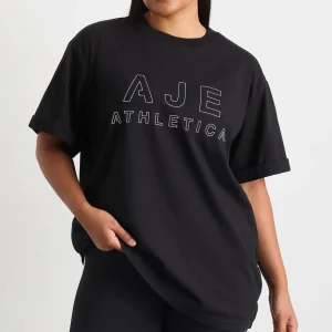 Fashion Aje ATHLETICA Block Logo Boyfriend Tee 102 Black/White