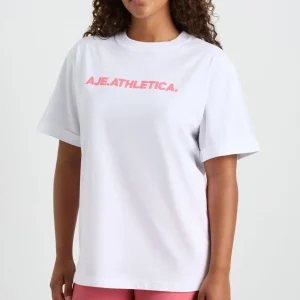 New Aje ATHLETICA Bold Logo Tee 105 White / Deep Blush