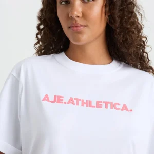 New Aje ATHLETICA Bold Logo Tee 105 White / Deep Blush