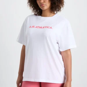 New Aje ATHLETICA Bold Logo Tee 105 White / Deep Blush