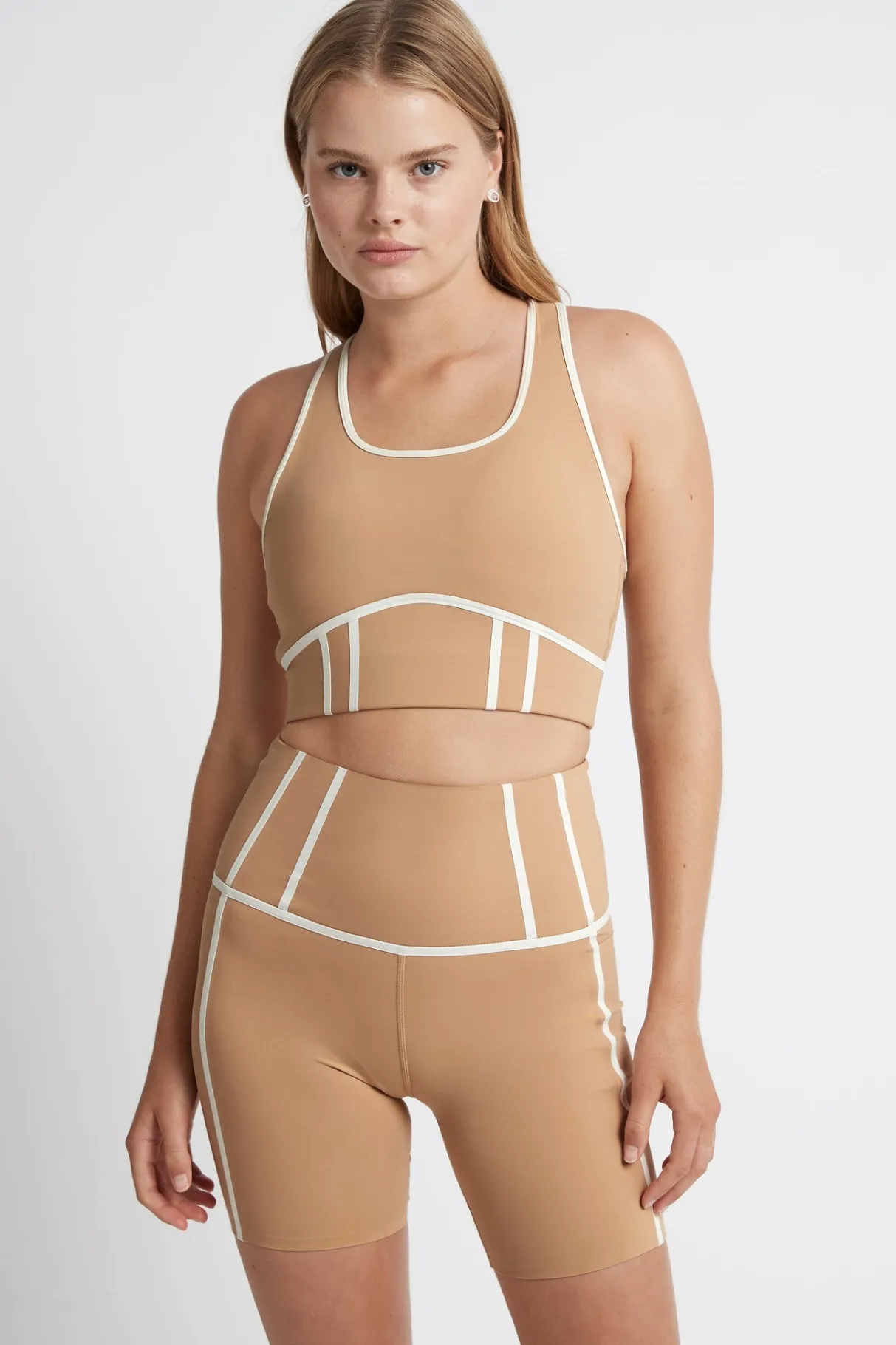 bonded_seam_short_bike_shorts__0.webp Best Sale Aje ATHLETICA Bonded Seam Short Bike Shorts 605 Beige/Light Ivory