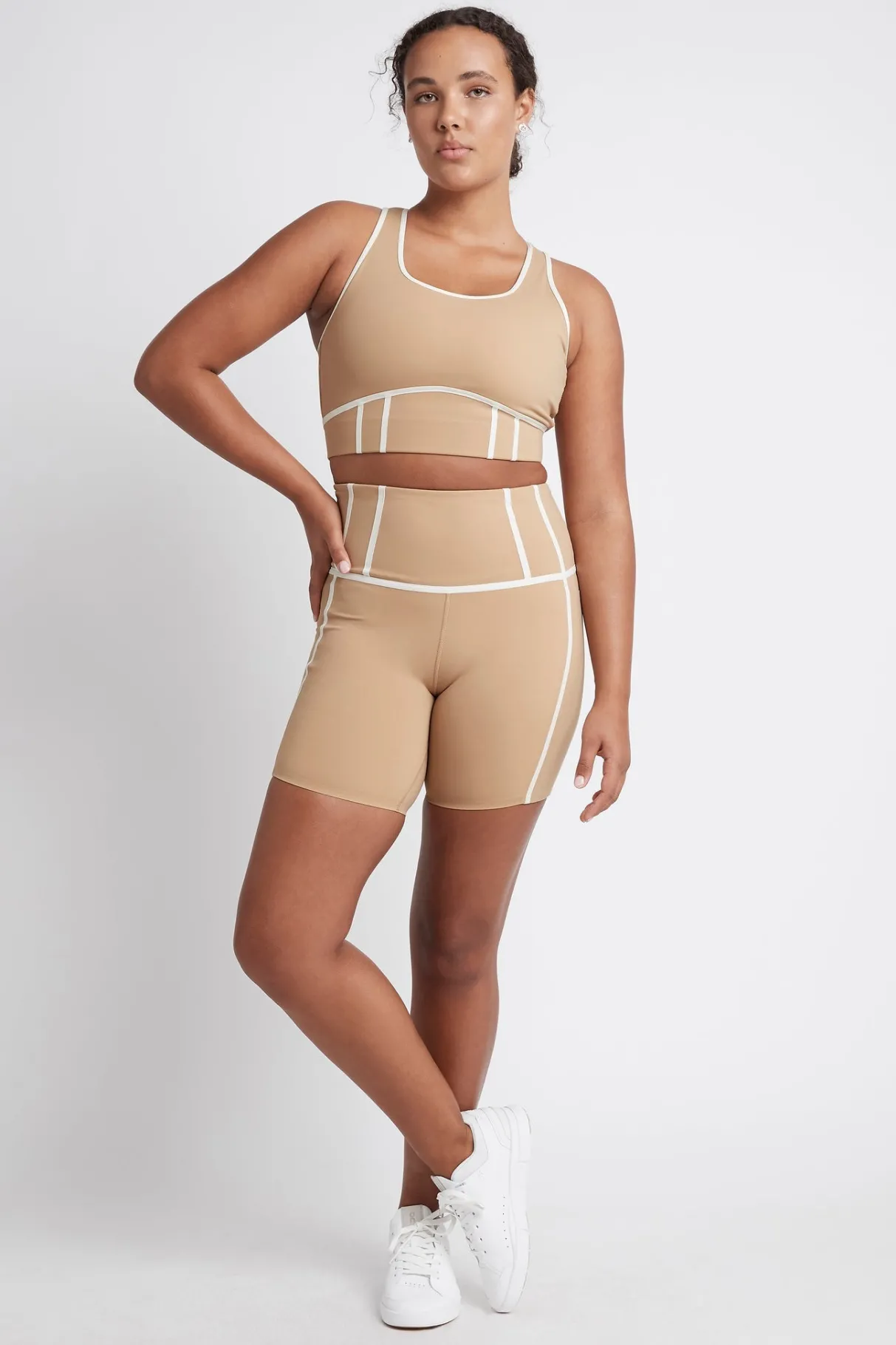 bonded_seam_short_bike_shorts__10.webp Best Sale Aje ATHLETICA Bonded Seam Short Bike Shorts 605 Beige/Light Ivory