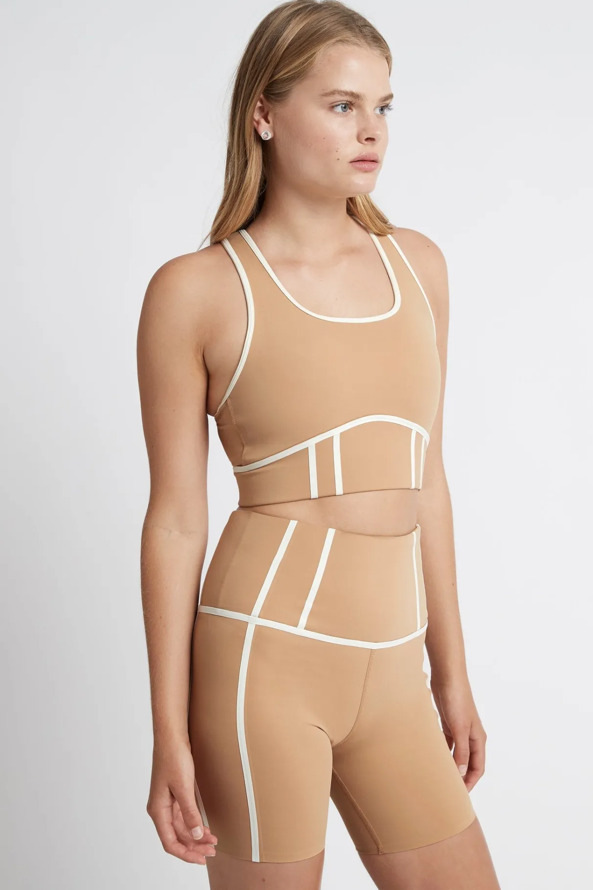bonded_seam_short_bike_shorts__2.webp Best Sale Aje ATHLETICA Bonded Seam Short Bike Shorts 605 Beige/Light Ivory