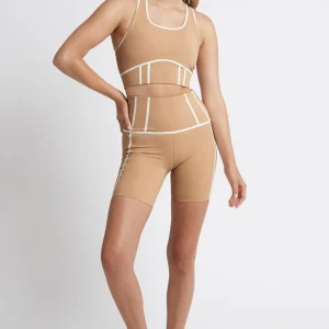 Best Sale Aje ATHLETICA Bonded Seam Short Bike Shorts 605 Beige/Light Ivory