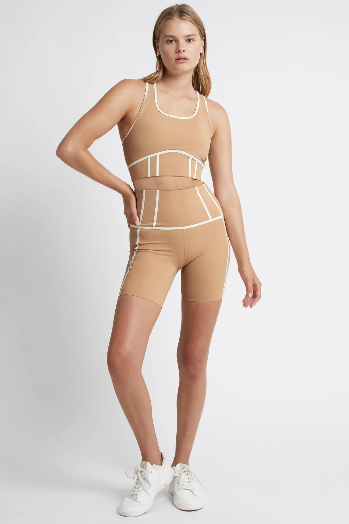 bonded_seam_short_bike_shorts__5.webp Best Sale Aje ATHLETICA Bonded Seam Short Bike Shorts 605 Beige/Light Ivory