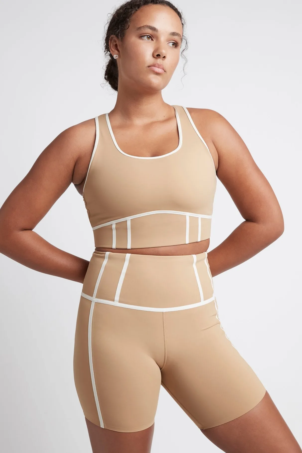 bonded_seam_short_bike_shorts__6.webp Best Sale Aje ATHLETICA Bonded Seam Short Bike Shorts 605 Beige/Light Ivory