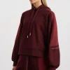 Fashion Aje ATHLETICA Boxy Cropped Hoodie 405 Burgundy Red Currant