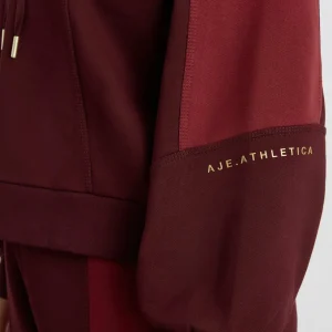 Fashion Aje ATHLETICA Boxy Cropped Hoodie 405 Burgundy Red Currant