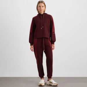 Fashion Aje ATHLETICA Boxy Cropped Hoodie 405 Burgundy Red Currant