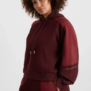 Fashion Aje ATHLETICA Boxy Cropped Hoodie 405 Burgundy Red Currant