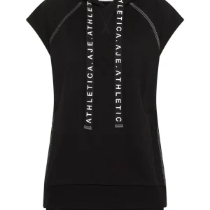 Shop Aje ATHLETICA Classic Longline Short Sleeve Hoodie 404 Black/White