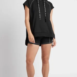 Shop Aje ATHLETICA Classic Longline Short Sleeve Hoodie 404 Black/White